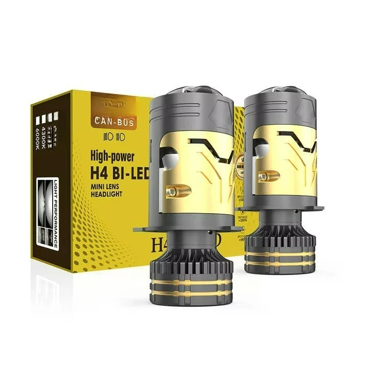 M05K Hyperboloid Mini H4 Bi LED Projector Lens Car Headlights Plug and Play Motorcycle Lights 12V 170W 6000K one