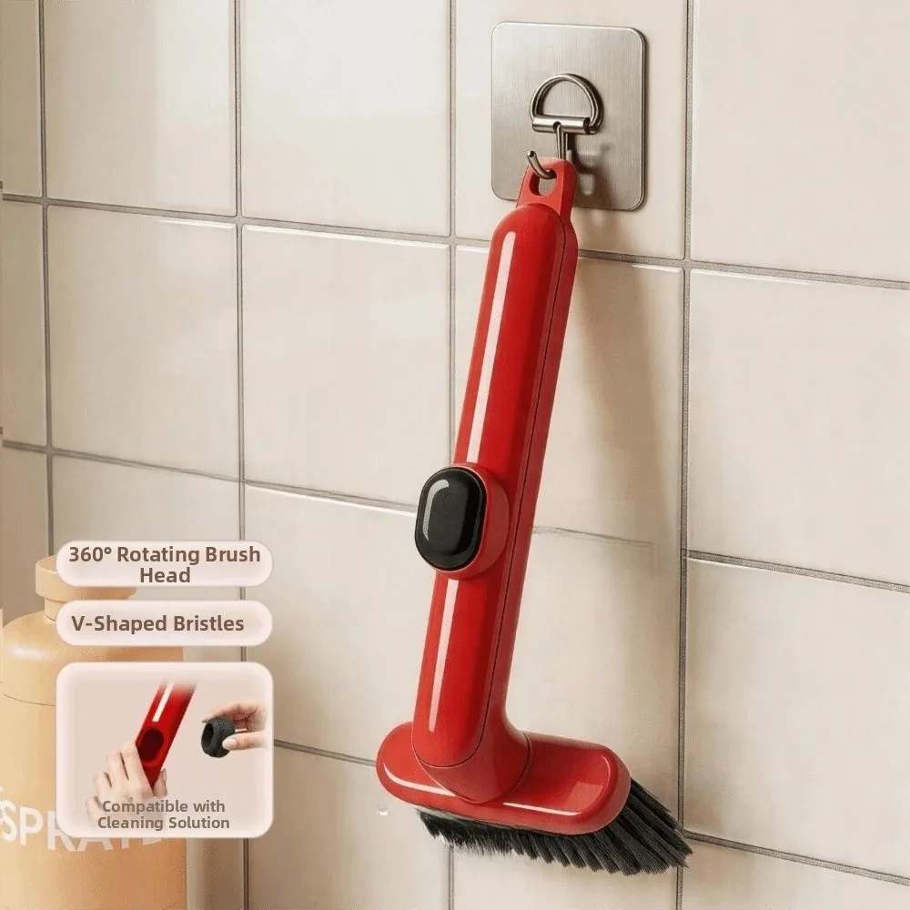 Multifunctional Crevice Cleaning Brush with Liquid Tank Rotating Kitchen Gap Cleaner Hard Bristle with Hanging Hole