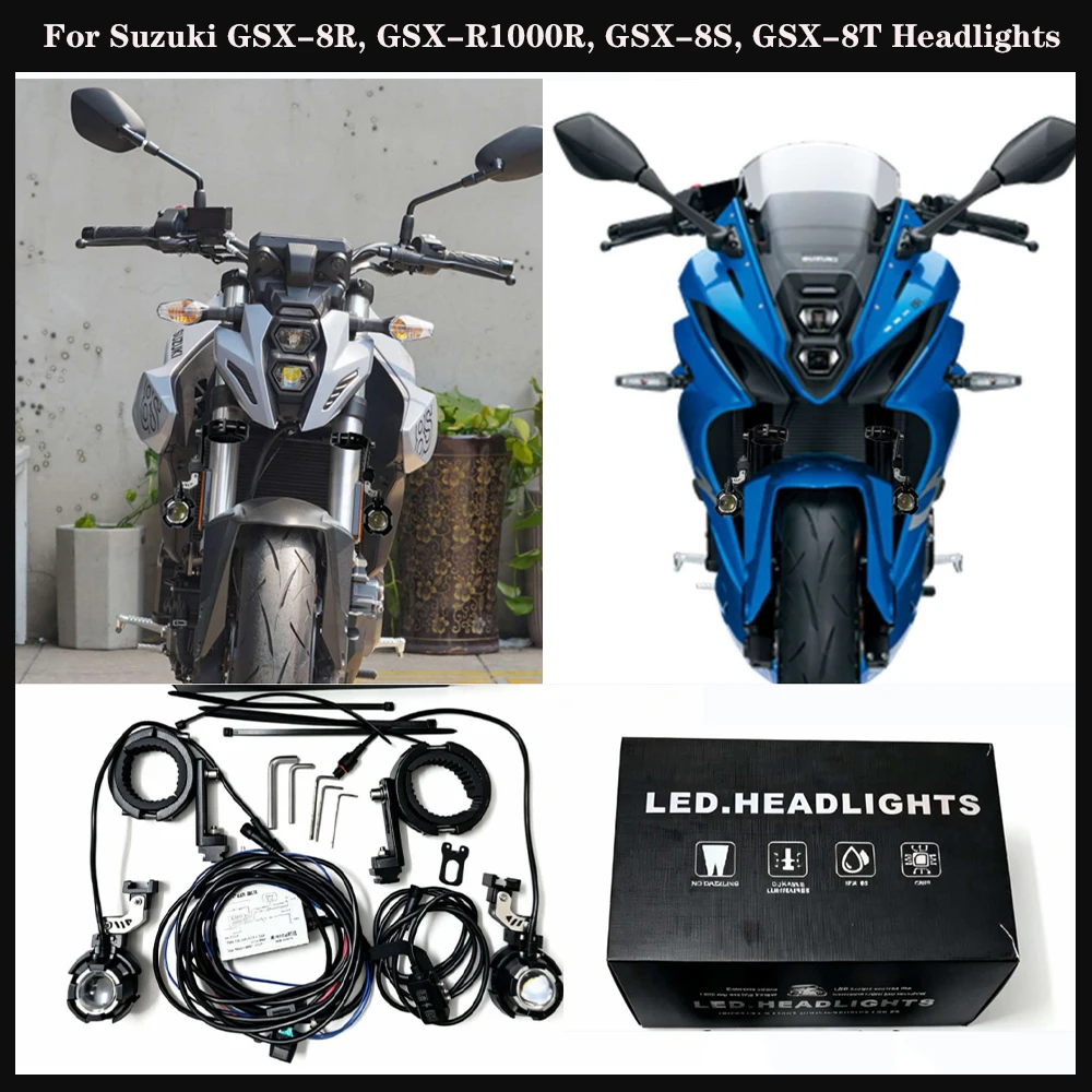 Driving Light for Suzuki GSX-8R, GSX-R1000R, GSX-8S, GSX-8T, 360° Adjustable Quick Dismountable Anti-Fog Lights, Strobe Lights.