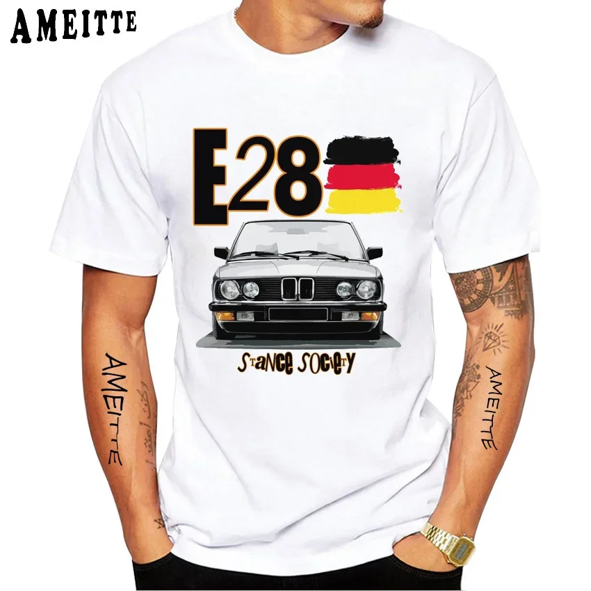 New Summer Men Short Sleeve Drive The German EUMD E28 M5 Car Premium Print T-Shirt Vintage Boy Casual Tops Fashion White Tees