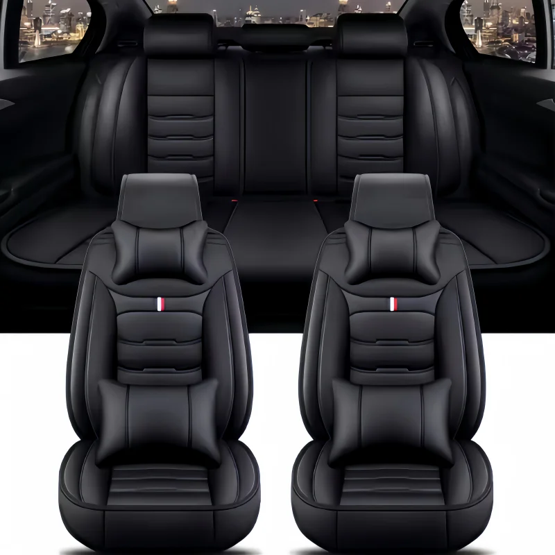 Seat Covers Pu Leather Car Seat Cover Simple With Pillows Full Set Car Leather Multicolor Wholesale 9D Auto Car Save Universal