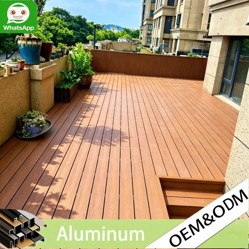 Heavy Duty Waterproof Fire Resistant WPC Outdoor Decking Anti Slip UV Resistant Easy Install All Weather Garden Patio Decking