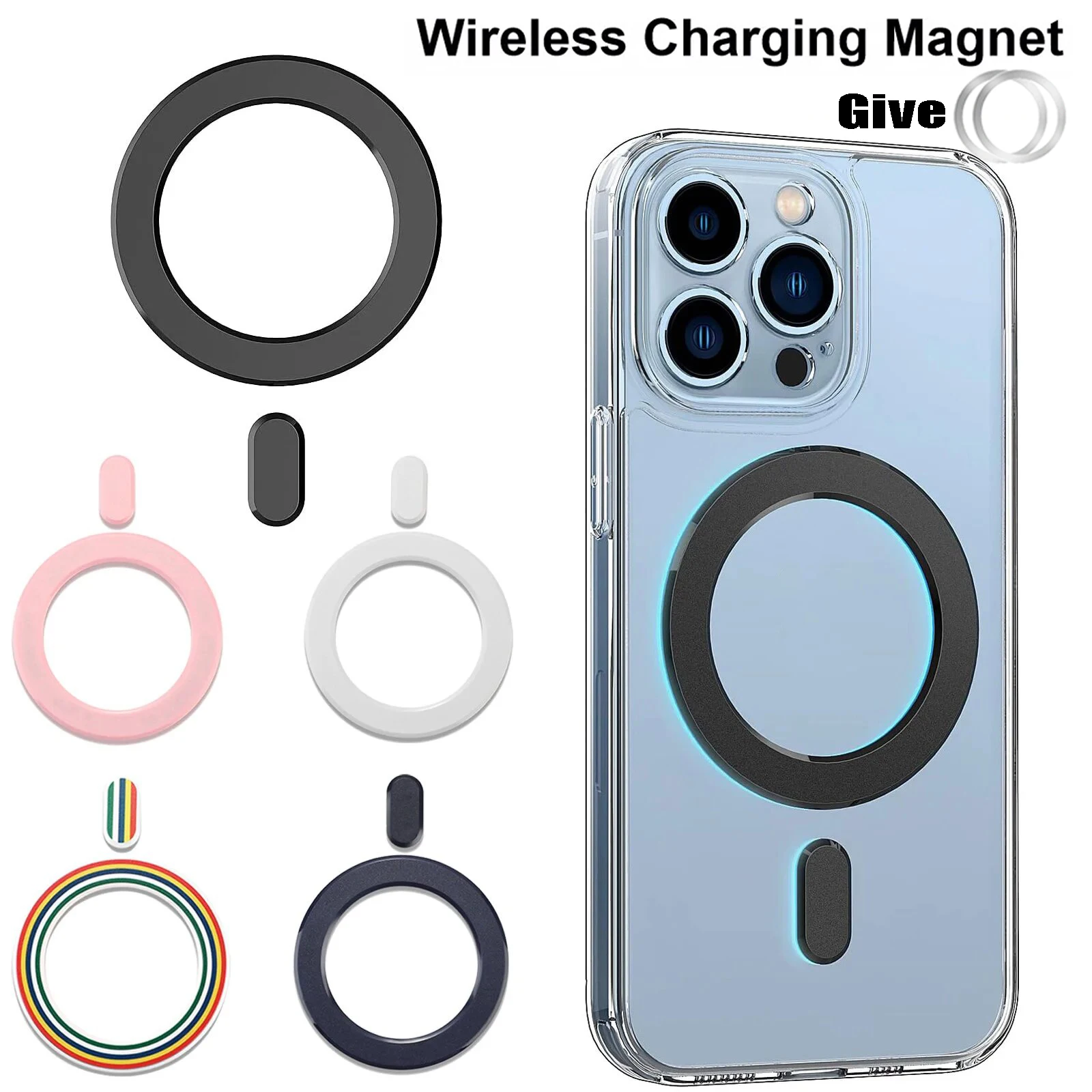 for Magnetic Ring Universal Sticker Support Wireless Charger for Car Holder Exclamation Mark 2 in 1 Magnet Ring