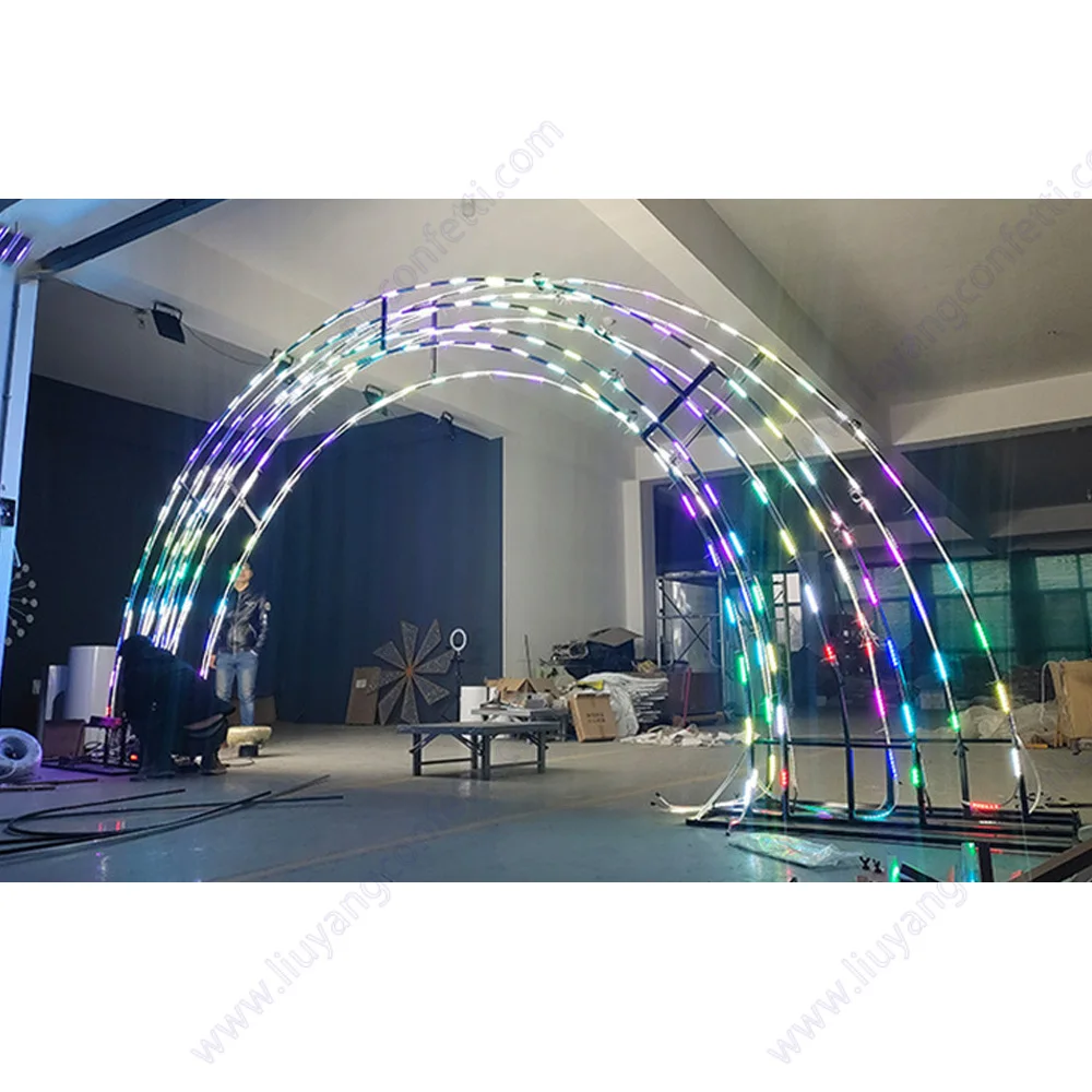 Outdoor Background Frame Decorative Prop Iron Wedding Mariage Backdrop Arch Led Meteor Stand Birthday Party Diy Decoration Stage