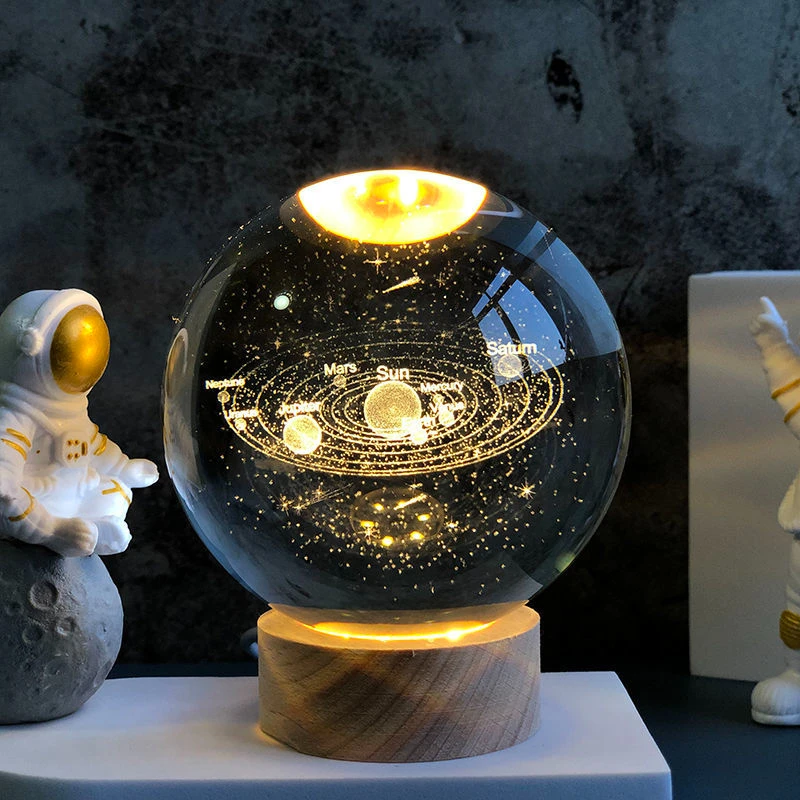 H-Y2212 Charming Galaxy Solar System Glowing Crystal Ball - Ideal Present for Best Friends, Girls on Special Festivals