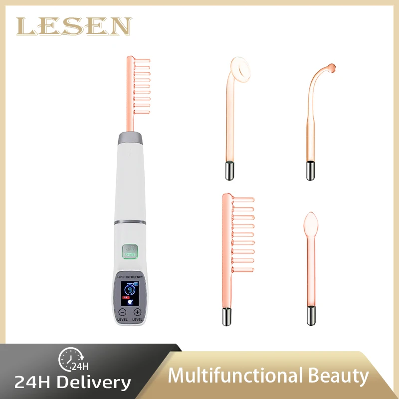 LESEN 4 in 1 High Frequency Facial Beauty Argon Wands Remove Wrinkles Acne Facial Therapy Anti Acne Spot Remove Wrinkle Skin