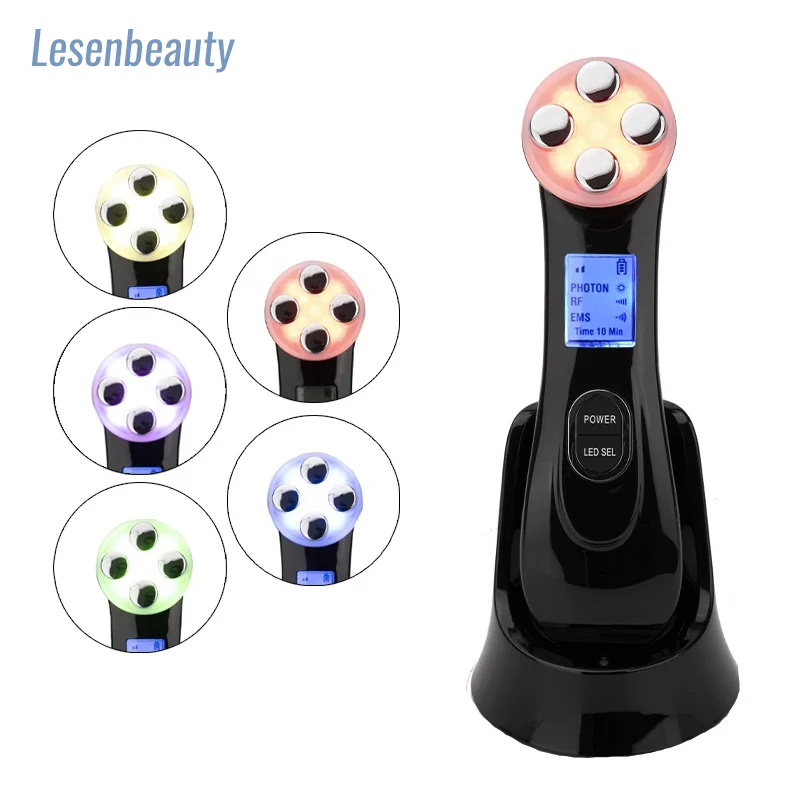 Lesen Radio Frequency Face Lifting Machine EMS Micro-current Facial Skin Firm Massager LED Photon Rejuvenation Beauty Device