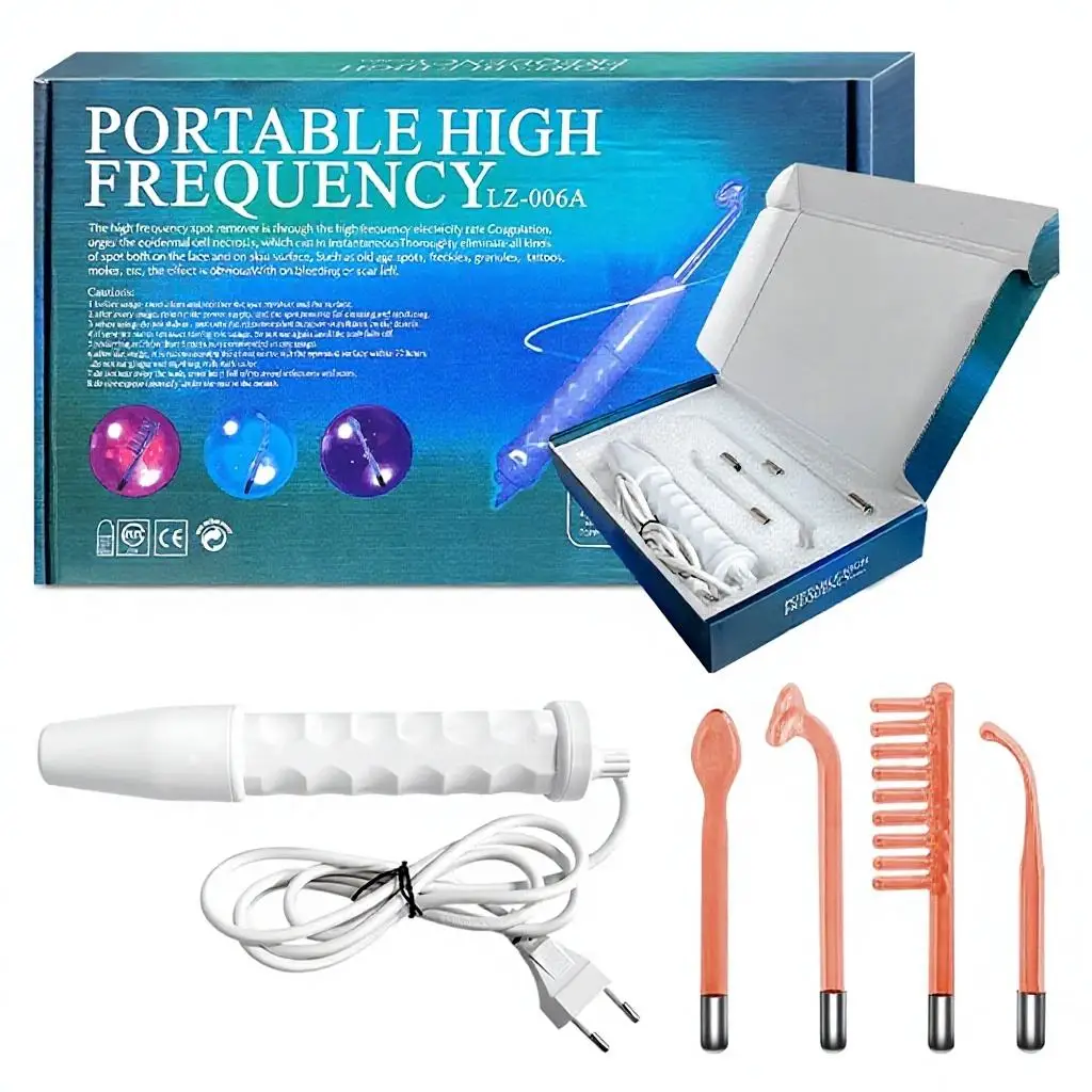 Portable Handheld High Frequency Facial Device 4 Tubes Skin Beauty Wand