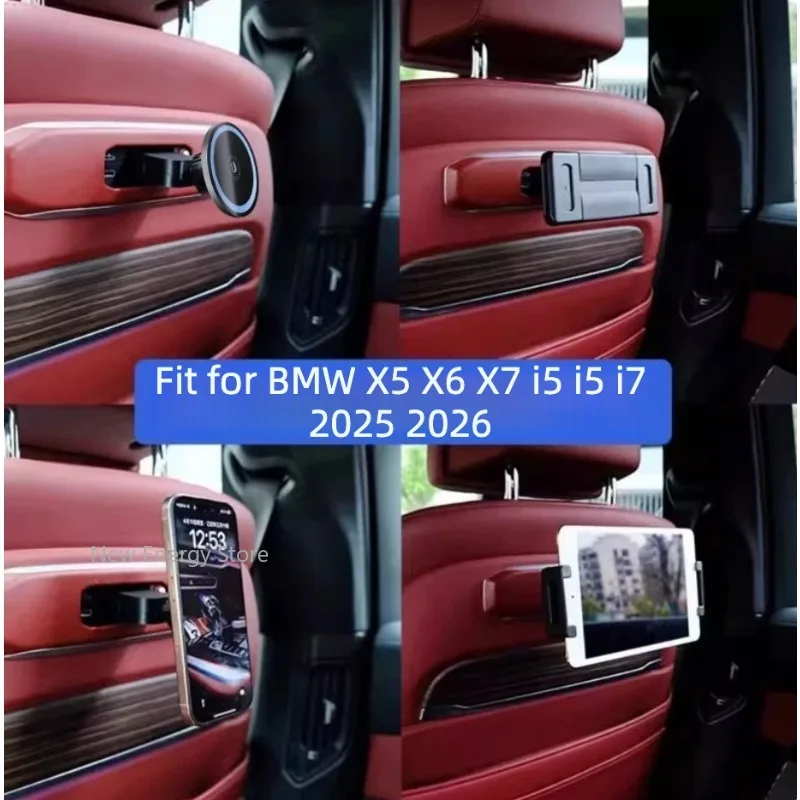 For BMW X5 X6 X7 i5 i5 i7 Seat Back Magnetic Tablet Phone Holder Rotation Rear Seat Mount Special Car Interior Accessories