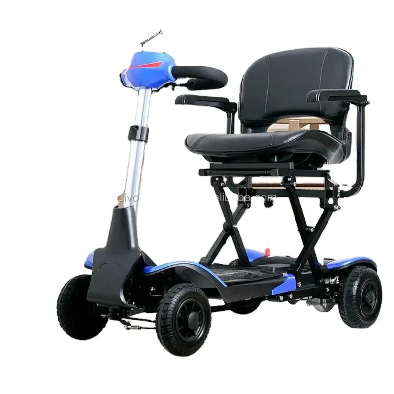 handicapped foldable four wheels electric mobility scooter for elderly with storage box canopy
