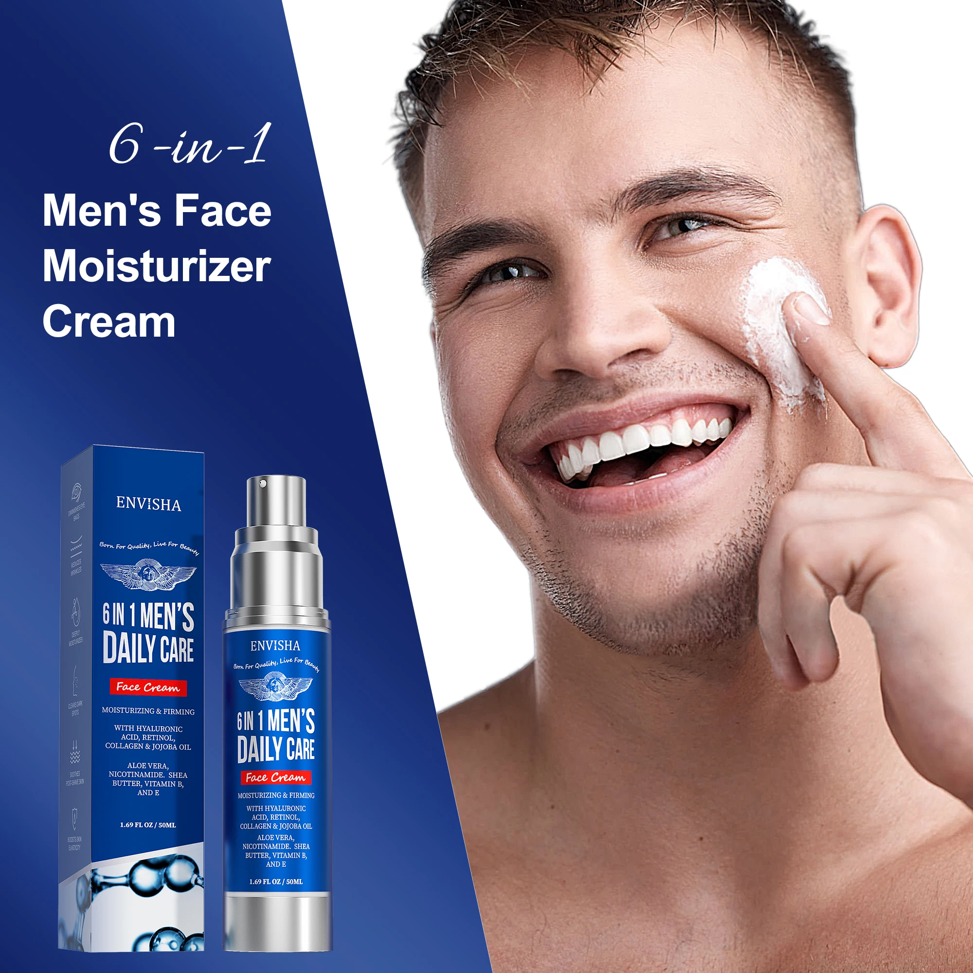 ENVISHA 6 IN 1 Men's Facial Skin Care Cream Anti-aging Moisturizing Whitening Firming Skin Care Products Collagen Beauty Health