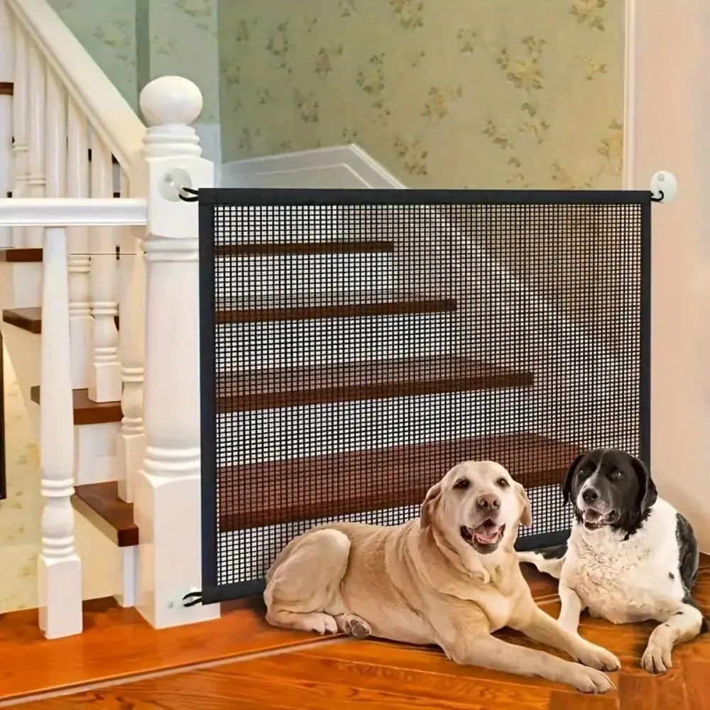 Durable Guard Pet Dog Barrier Fences Folding Barrier Pets Isolated Network with Hook Black Baby Safe Guard Door Balcony