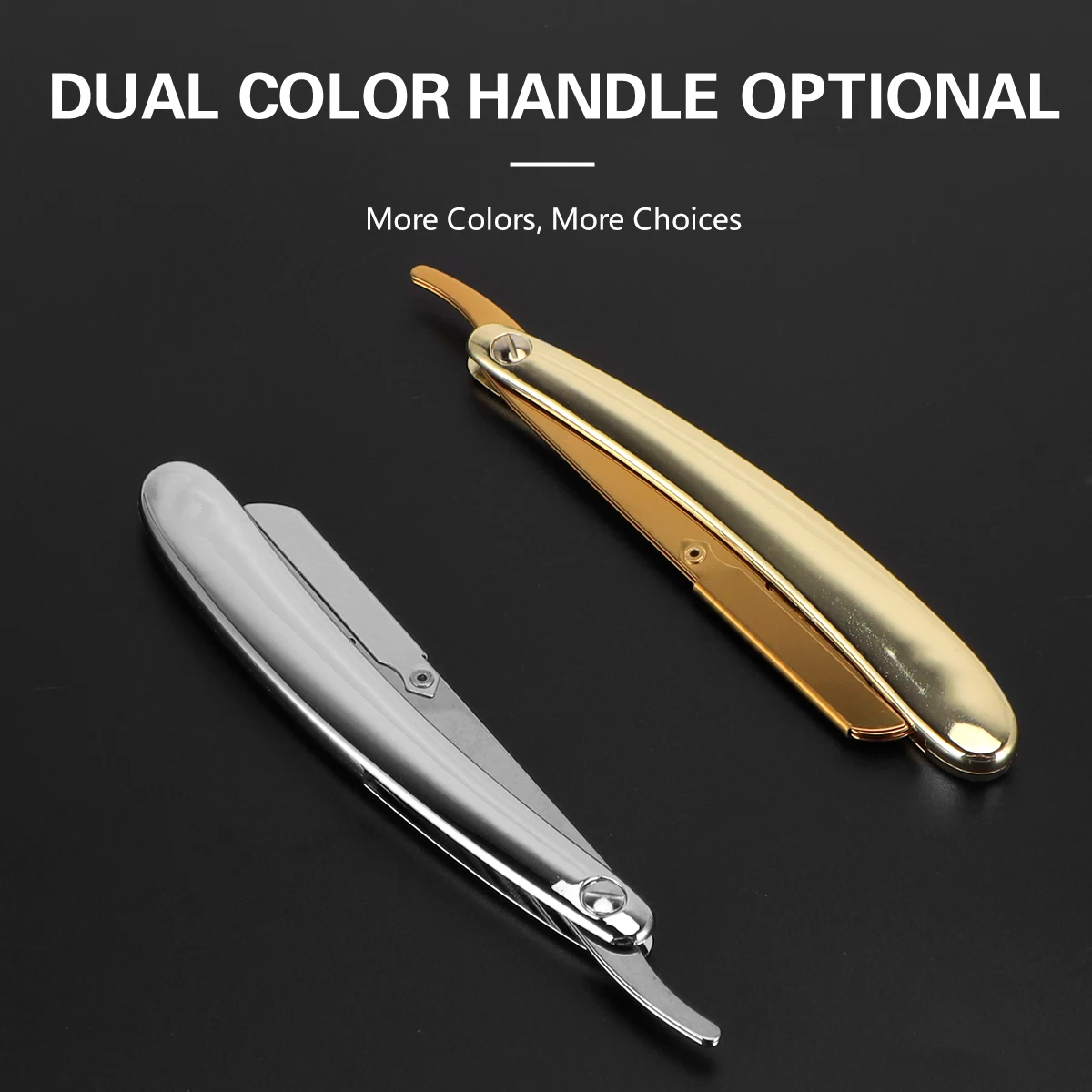 Silver Men Shaving Barber Tools Hair Razor Black Folding Shaver Knife Stainless Steel Straight Razor Barbearia Holder Gift