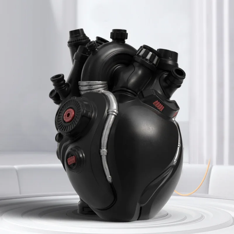 Cyberpunk Mechanical Heart Resin Vase Futuristic Creative Tabletop Sculpture Decor For Gaming Room Home Gift