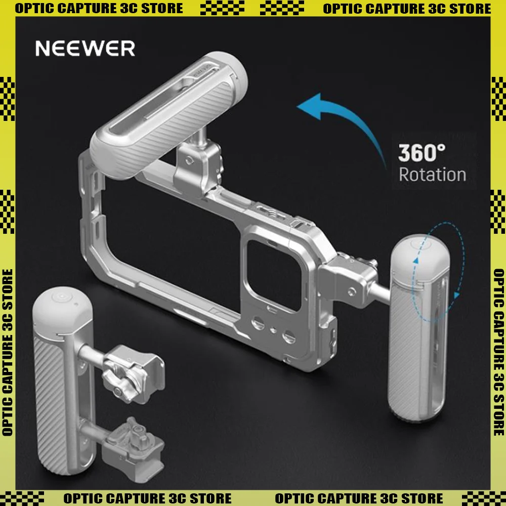 NEEWER Quick Release Side Handle with Detachable Bluetooth Shutter Anti Off Cold Shoe 360° Rotation for iPhone 16 Pro/Pro Max
