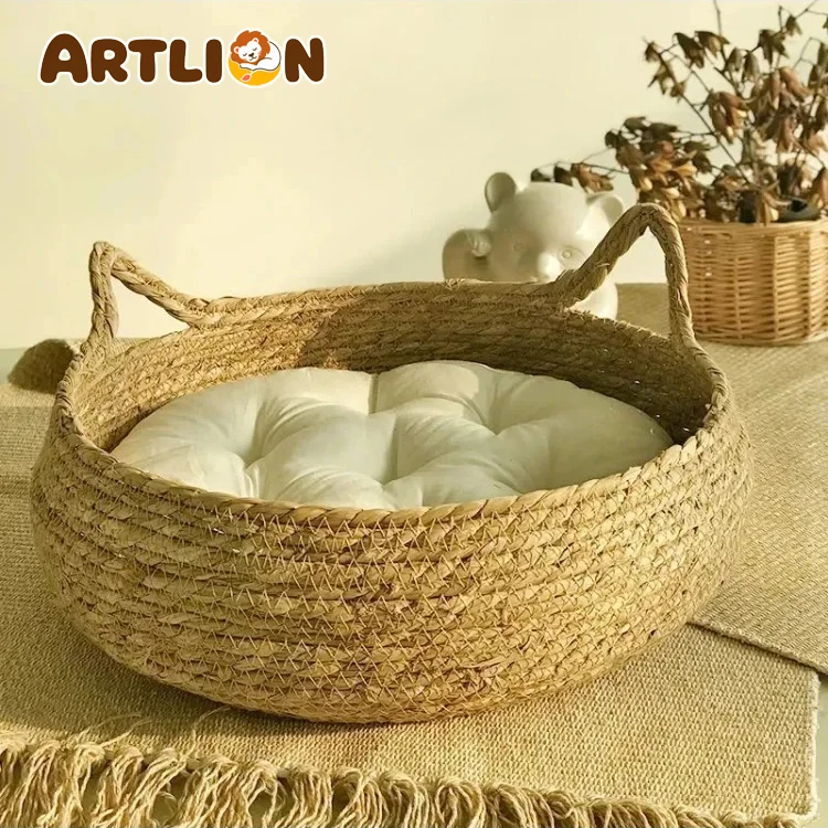 ARTLION Pure hand-woven rattan cat nest four seasons universal warm pad removable washable winter pet supplies