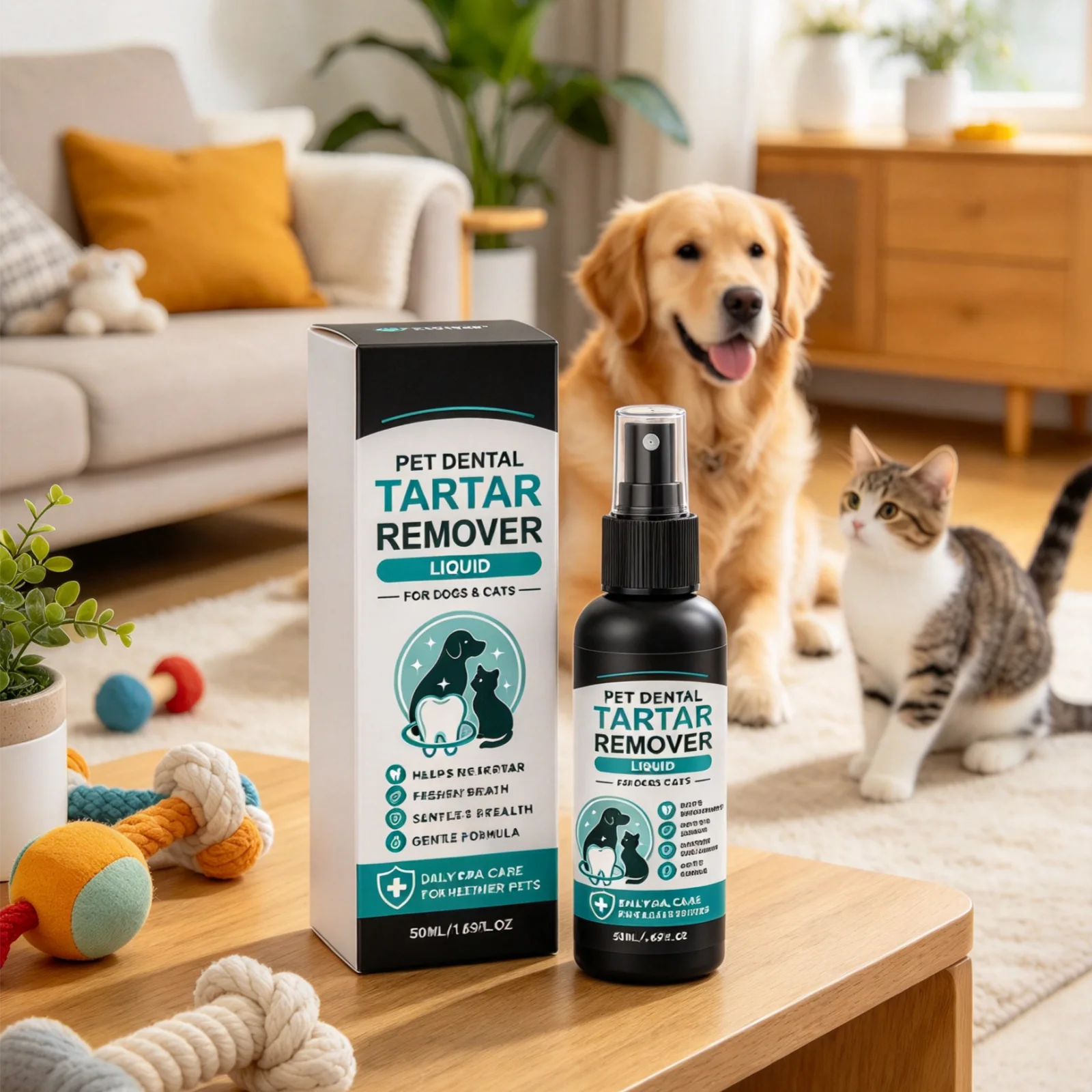Pet Dental Spray No Brushing Required Tartar Remover Long Lasting Freshen Breath Soothing Gums Gentle Pet Oral Care Spray 50ml