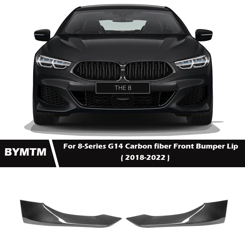 X Style Real Carbon fiber Winglets Front Bumper Lip Spoiler Splitters For BMW 8 Series G14 Sport