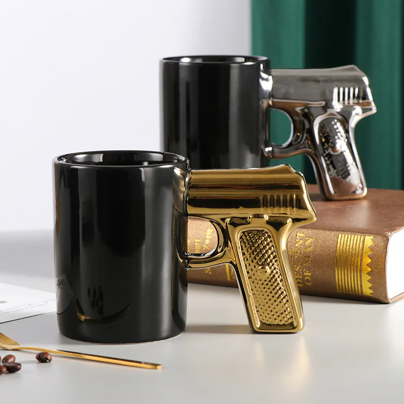 Creative Pistol Ceramic Mug Coffee Mug Personality Handle Household Juice Cup Milk Cup Breakfast Couple Tea Cups