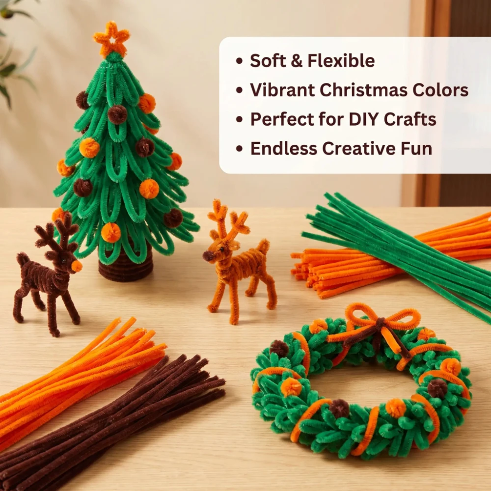 300Pcs Pipe Cleaners Kits 3 Colors Pipe Cleaners Chenille Stems Kids Educational Toys Handmade Twist Sticks DIY Craft Supplies