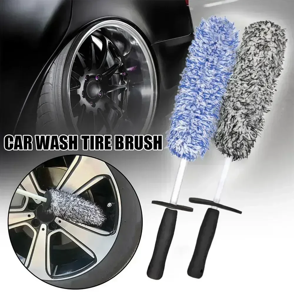 2 Colors Microfiber Car Wheel Cleaning Brush Soft Coral Velvet Rim Cleaner Anti Scratch Auto Motorcycle Detailing Tool