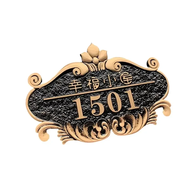 Custom Bronze House Numbers Address Door Sign Company Logo-Modern Design Water Resistant Outdoor Door Plaque for Hotel