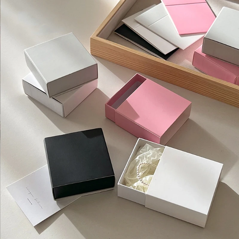 Drawer Small Gift Boxes for Wedding, Birthday Party, Necklace, Jewelry Gifts Packaging Box, Custom Logo Paper Box, 10PCs