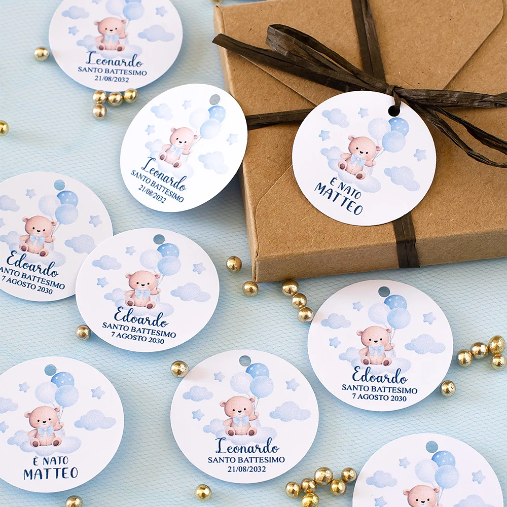 Custom Wedding Tags Labels Round With Hole Candy Favors Tags Personalized Birthday Gift Box Tags Your Logo 100Pcs
