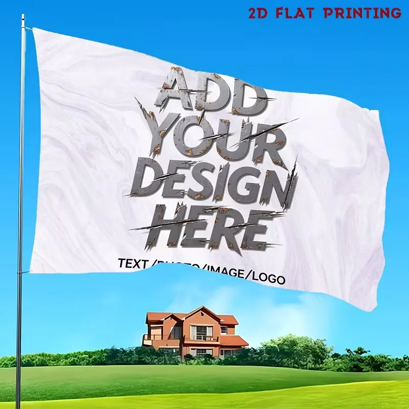 2D Flat 1pc Personalized Flag with Custom Photos & Logos, 2x3 Ft/ 3x5 Ft Versatile Indoor & Outdoor Flags, Ideal for Garden