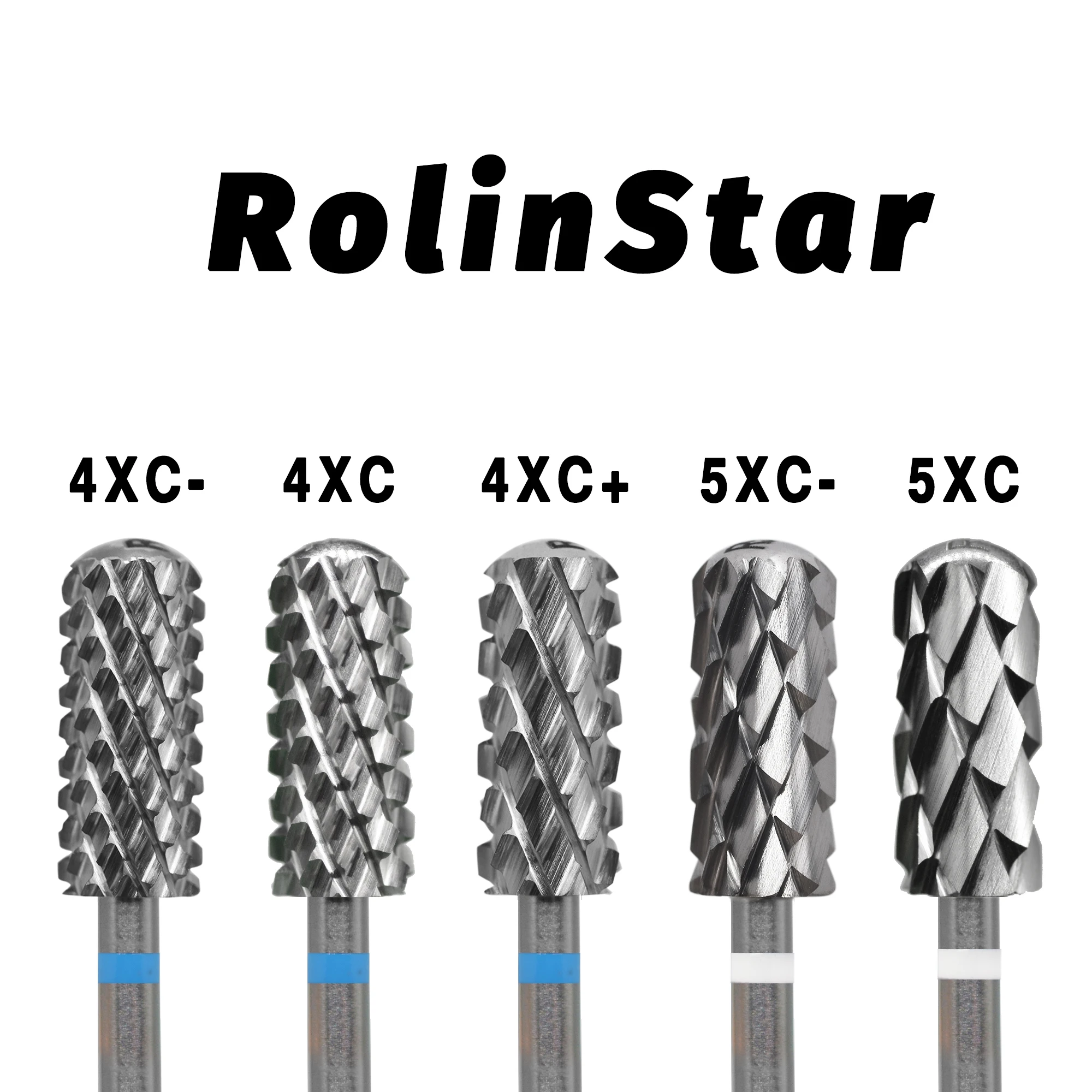 Rolinstar 5.35mm Small Round Top Barrel Safety 4XC+ 5XC Original Acrylic Powder Dipping Killer Remover Strongest Nail Drill Bits
