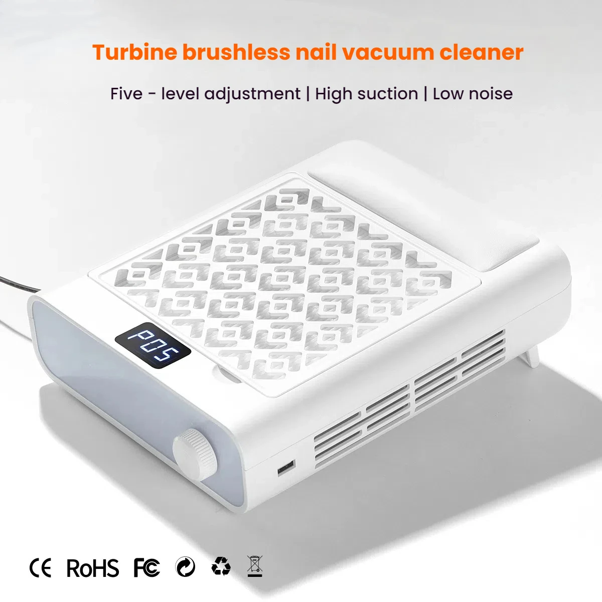 3600RPM Turbine Brushless Manicure Dust Remover High-Power Vacuum with Adjustable Speed & Removable Filter for Nail Salons