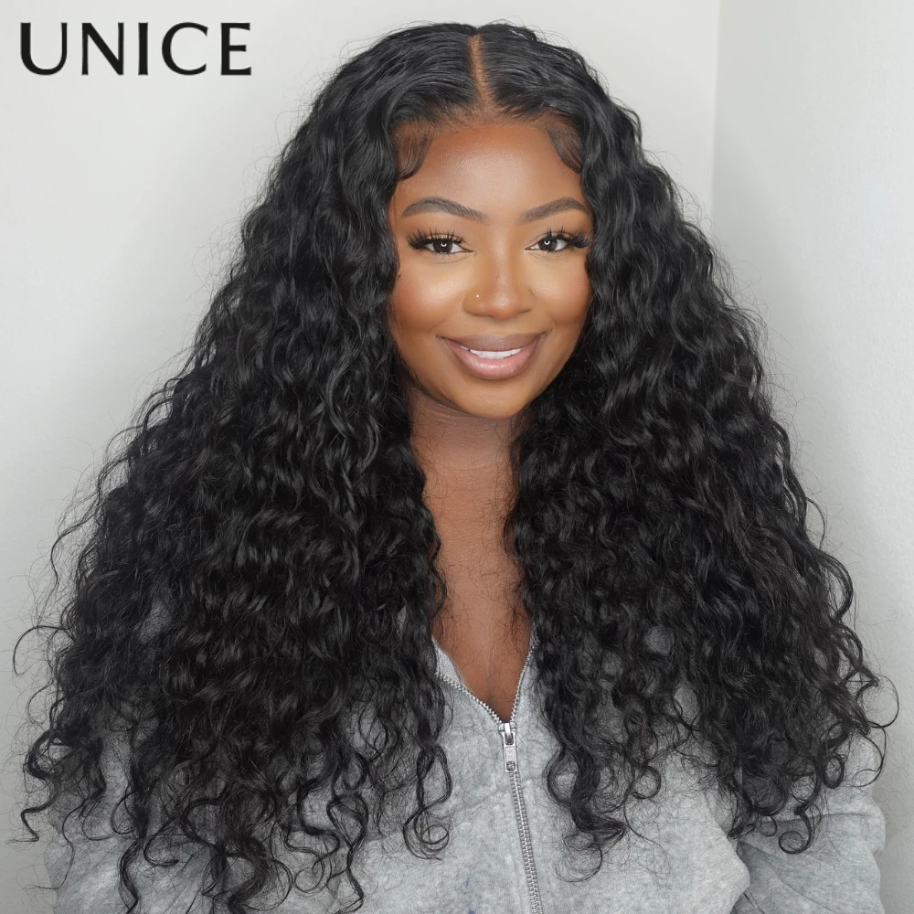 UNice Hair Water Wave Human Hair Wig With Drawstring Pre Cut Pre Bleached 7x5 & 13x4 Lace Frontal Glueless Wigs Ready To Wear