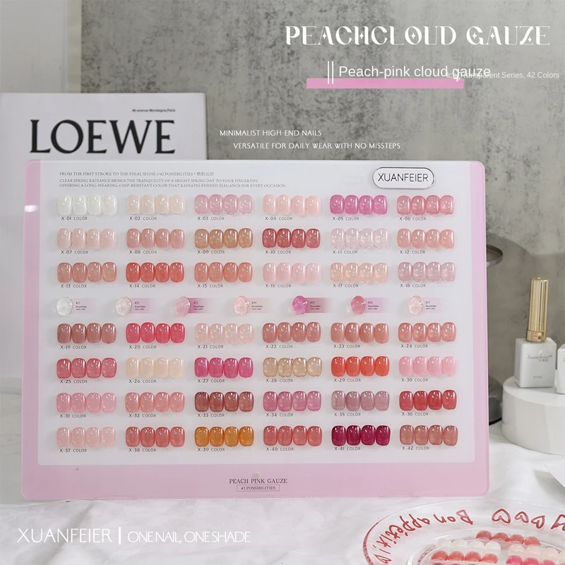 Nail Art Peach Pink Nude Gel Nail Polish Collection 42PCS/Set Ice Jelly Tones Soak Off UV LED Nail Art Supplies for Home Salon