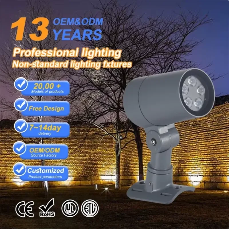 12W IP65 Outdoor Garden Landscape Spike Lamp LED for Architecture Warehouse Spotlights for OEM Factory Customization and