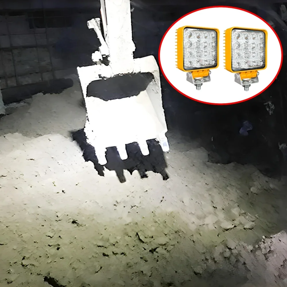 2Pcs 12V - 60V 48W Excavator Work Light Forklift Headlight Lighting Tractor ATV UTV Off Road 4x4 Auxiliary Lamp Flood Light