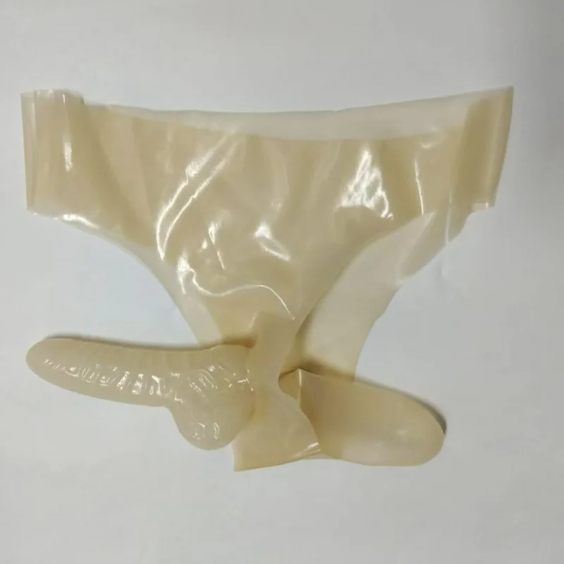 Transparent Latex Panties Rubber Briefs With Front And Back Condoms