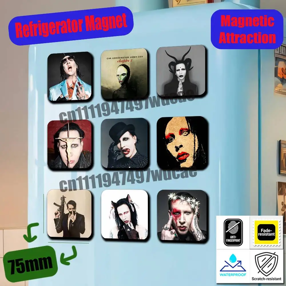 For Marilyn Manson One Assassination Under God Chapter 2 Refrigerator Magnets Metal Icebox Cabinet Custom Fridge Magnetic Cards