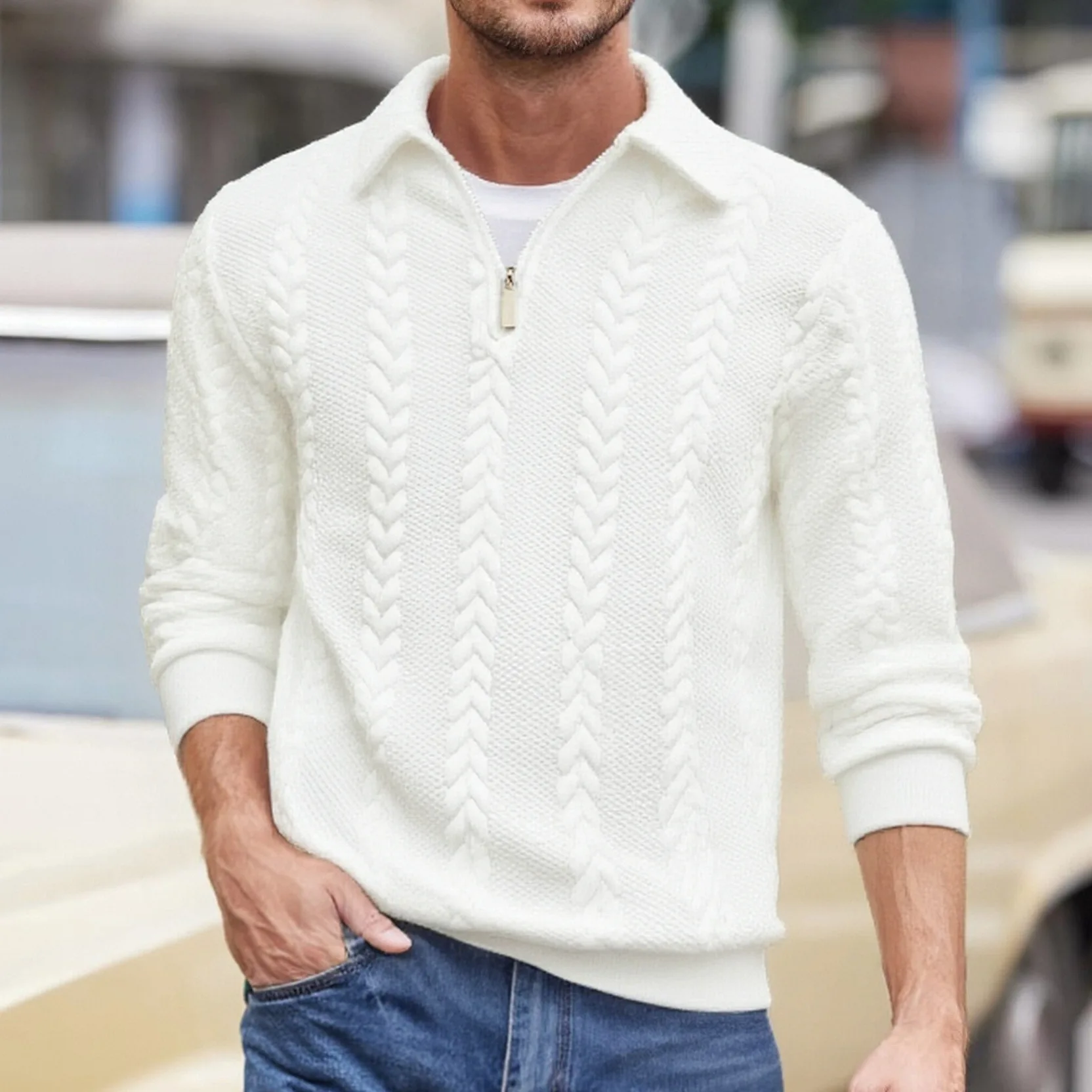 2026 Spring New Arrival Men's Tops Hoodie Half-Zip Collar Pullover Hoodie Business Casual Commuter Wear
