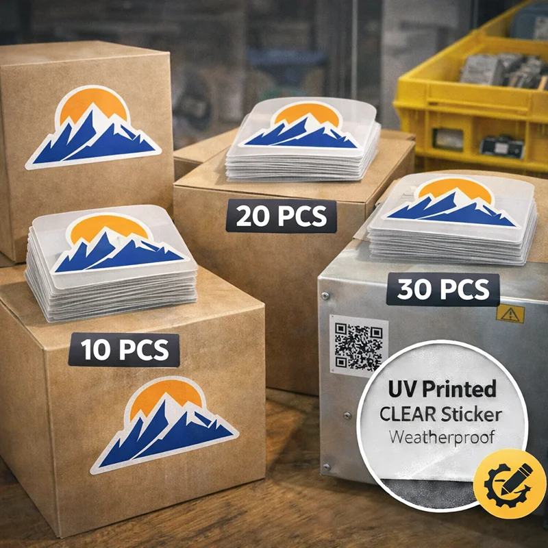 Bulk Custom UV Printed Transparent Logo Stickers Small Clear Decals Same Design 10 20 30 PCS