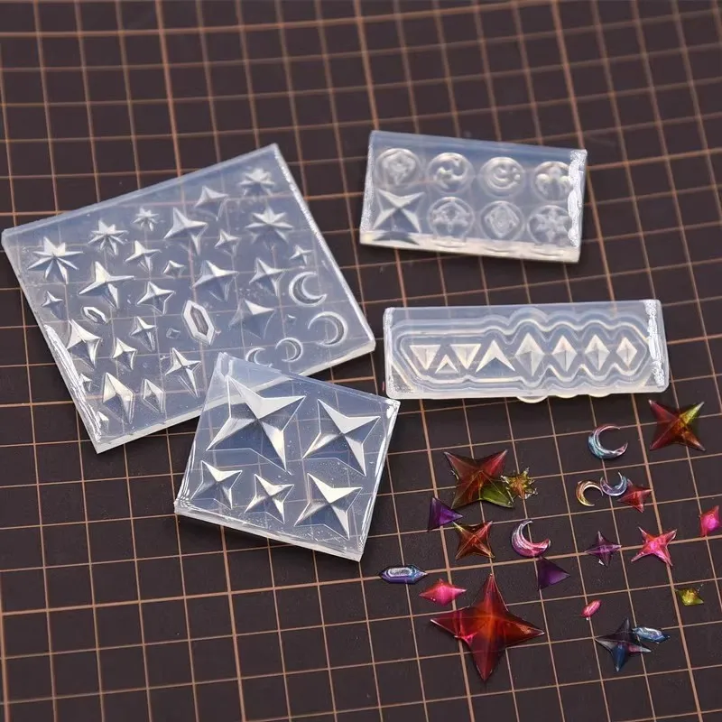 Rhombus Diamond Shape Silicone Mold, UV Glue, Star Moon Earring, Pottery Clay Mould Tools, DIY