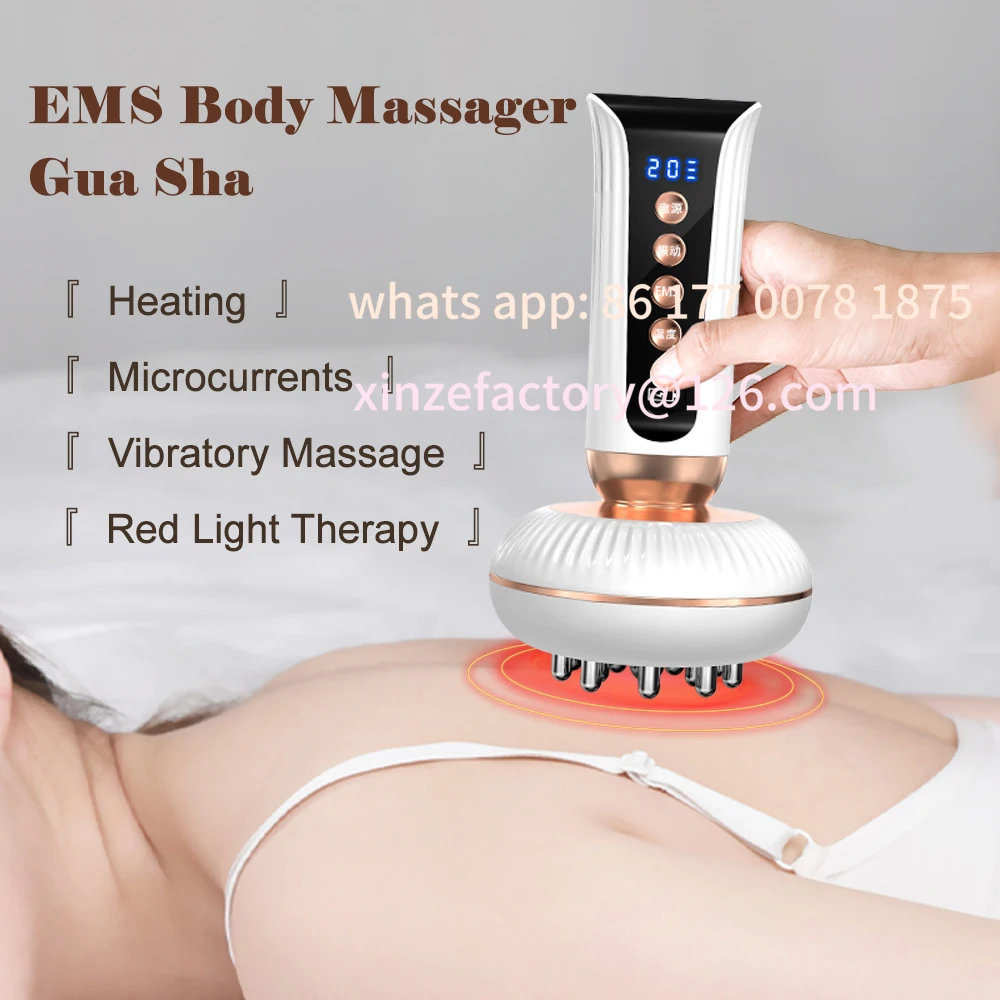 Customizable Microcurrent Body Massager Gua Sha Electric Meridian Brush with Heated Vibration Red Light Therapy Body Slimming
