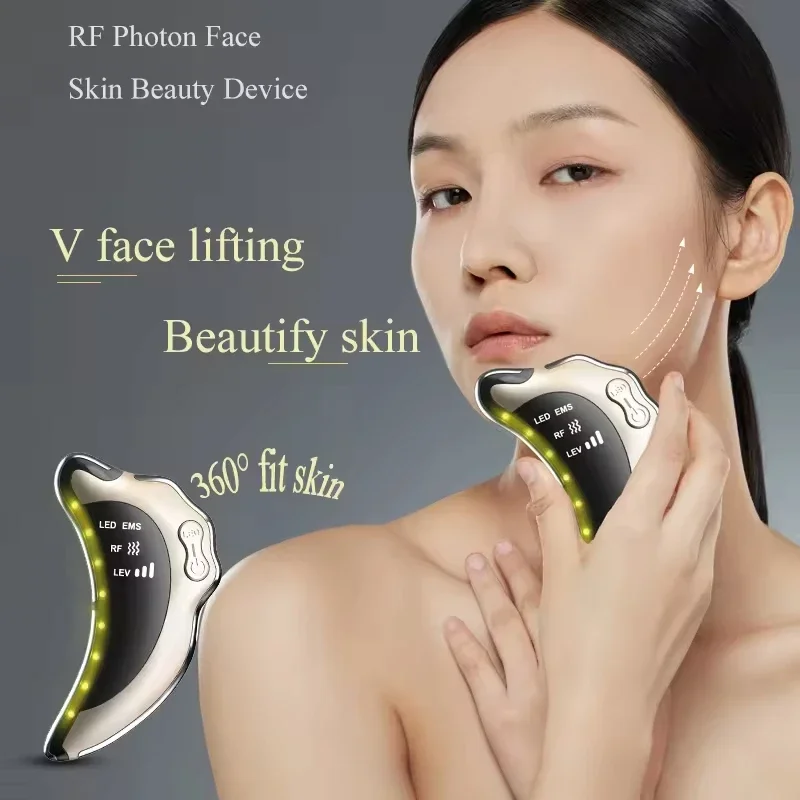 LED Electric Gua Sha Facial Massager 4 Light Therapy Heated Vibration Scraping Tool Face Lift Anti Wrinkle Double Chin Removal
