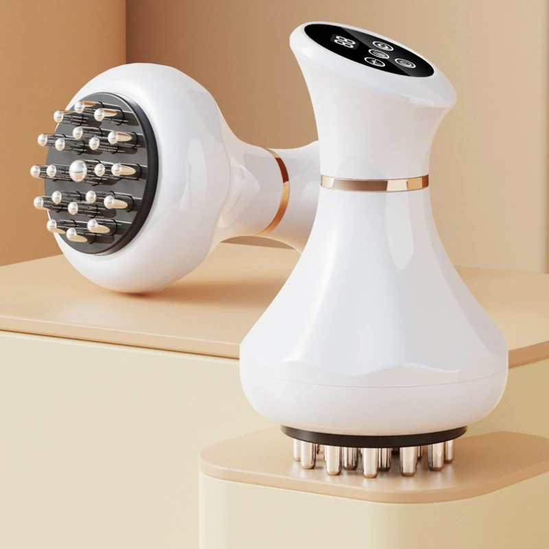 Microcurrent Massage Device Red Light Heat Therapy Gua Sha Cupping Vibration Shoulder Neck Belly Meridian Brush Massager