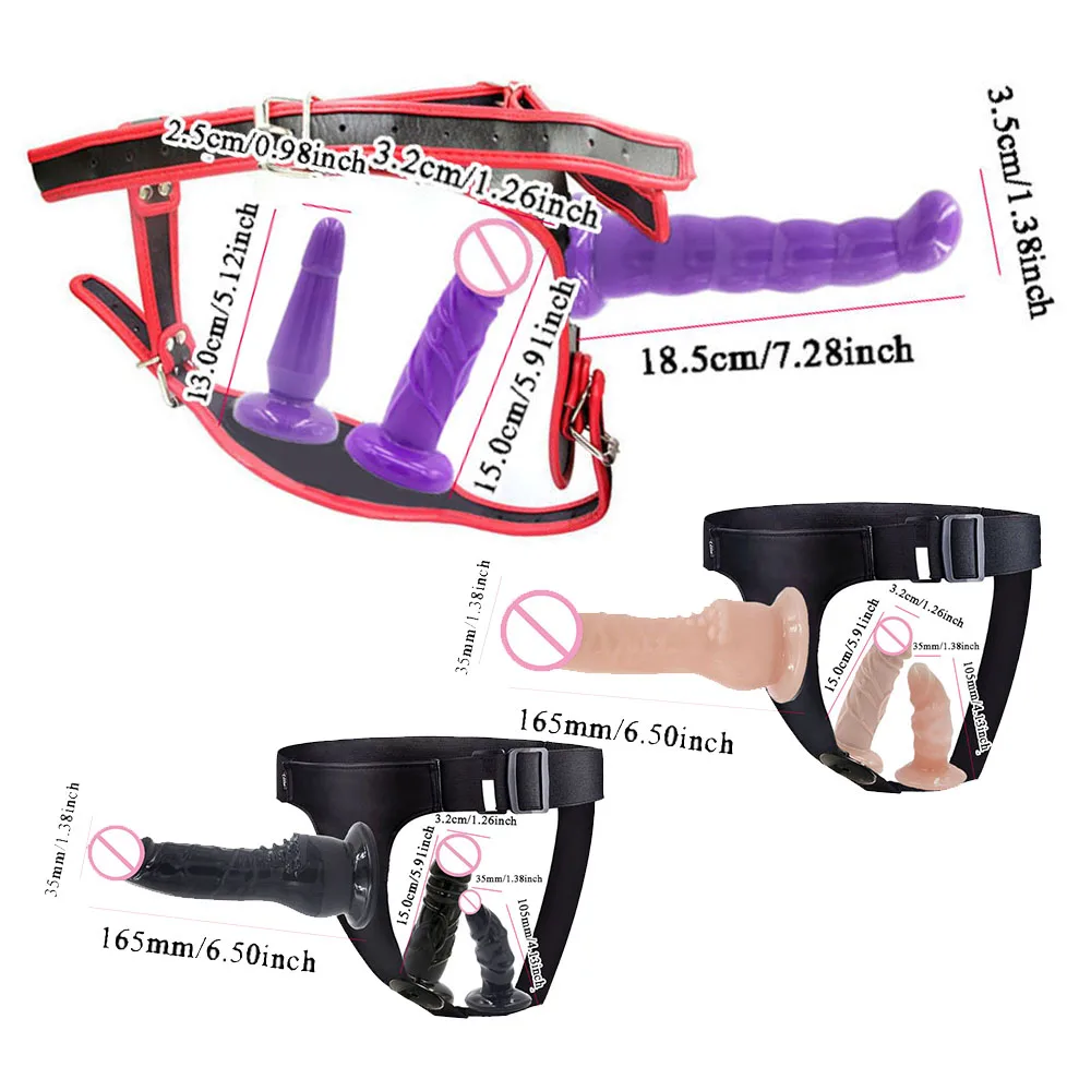 Adjustable Triple Stimulation Strap On - Soft Wearable Penis Set for Intense Role Play