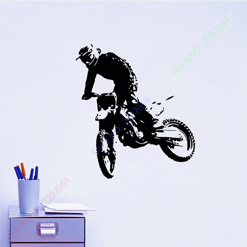 Motocross Moto Dirty Bike Motorbike Wall Art Sticker Decal Home DIY Decoration Decor Wall Mural Removable Room Decal Stickers
