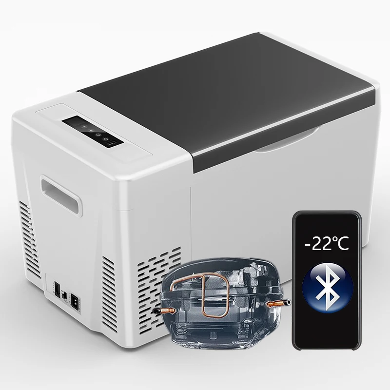 FC22 22L DC 12V 24V AC 100V-240V Compressor Small Fast Cooling Portable Car Fridge Freezer Refrigerator With USB Digital Display