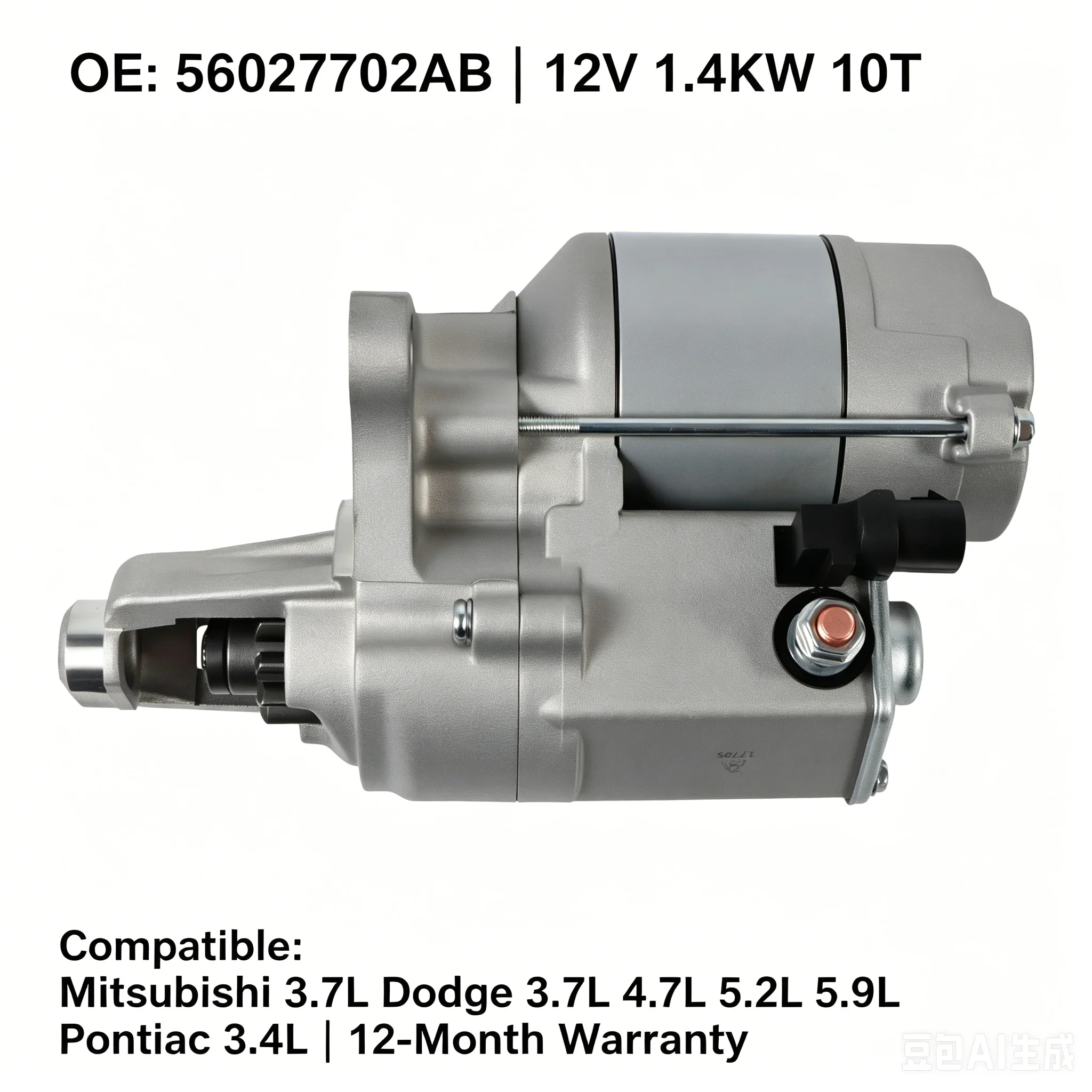 Starter Motor 12V 1.4KW 10 Teeth OE 56027702AB 17785N For Dodge Dakota Ram1500 Van Durango B Series Vans Ram4000 3.9L 5.2L 5.9L