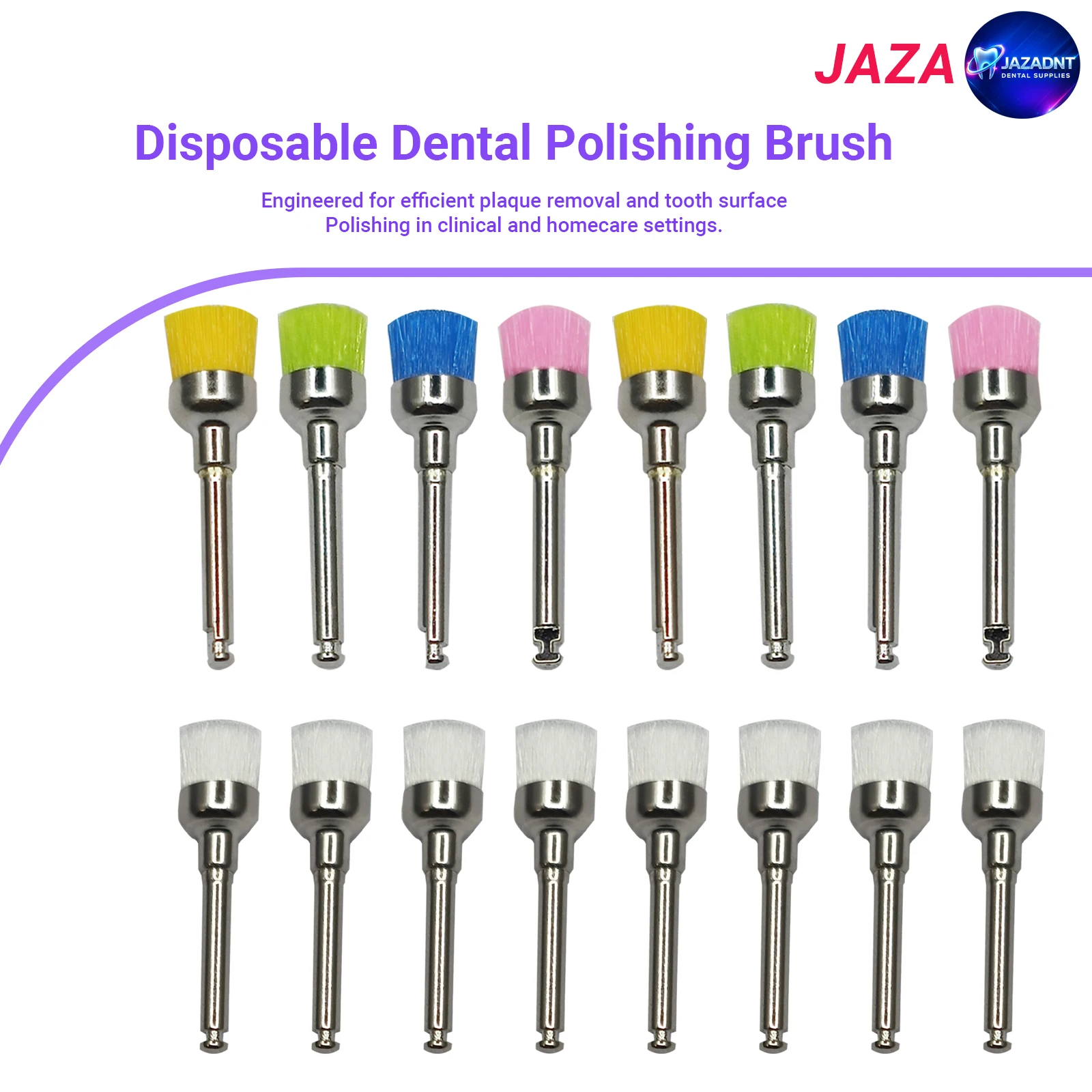 JAZA Disposable Dental Polisher Nylon Bristle Care Head Brush Whitening Prophy Bruses Dentist Tools 100pcs/box