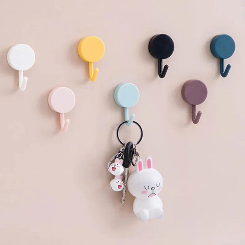 10PCS Self Adhesive Wall Hook Strong Without Drilling Bathroom Door Kitchen Towel Hanger Hooks Home Storage Accessories