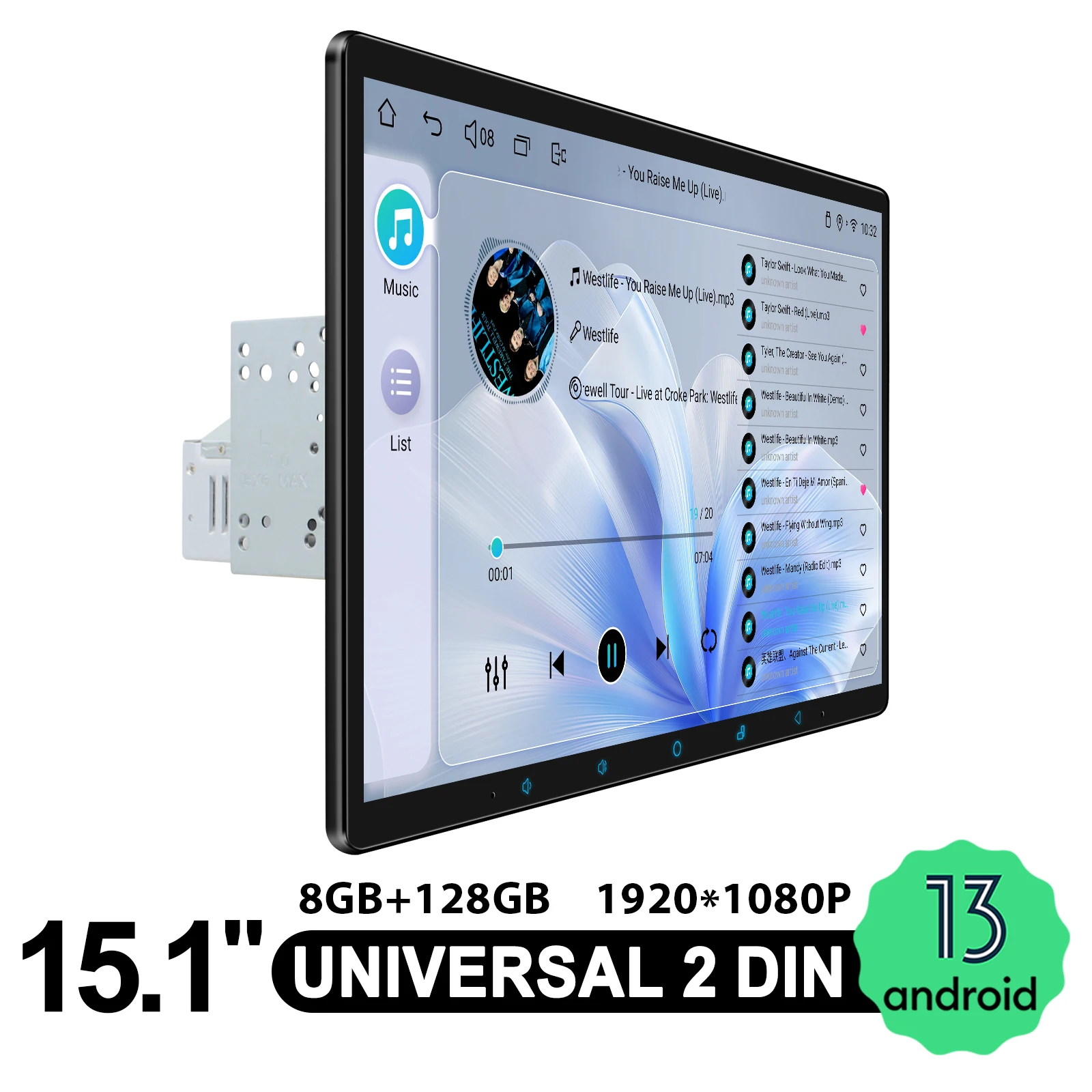 JOYING 15.1 Inch HD Floating Car Multimedia Player 8GB RAM+128GB ROM Fast Stereo GPS Navigation Android Auto, Apple CarPlay.